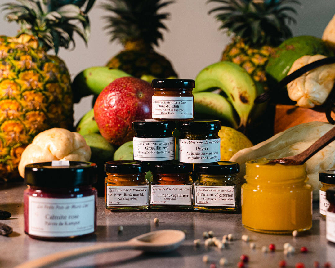 Ensemble de confitures proposées par les petits pots de Marie-Line